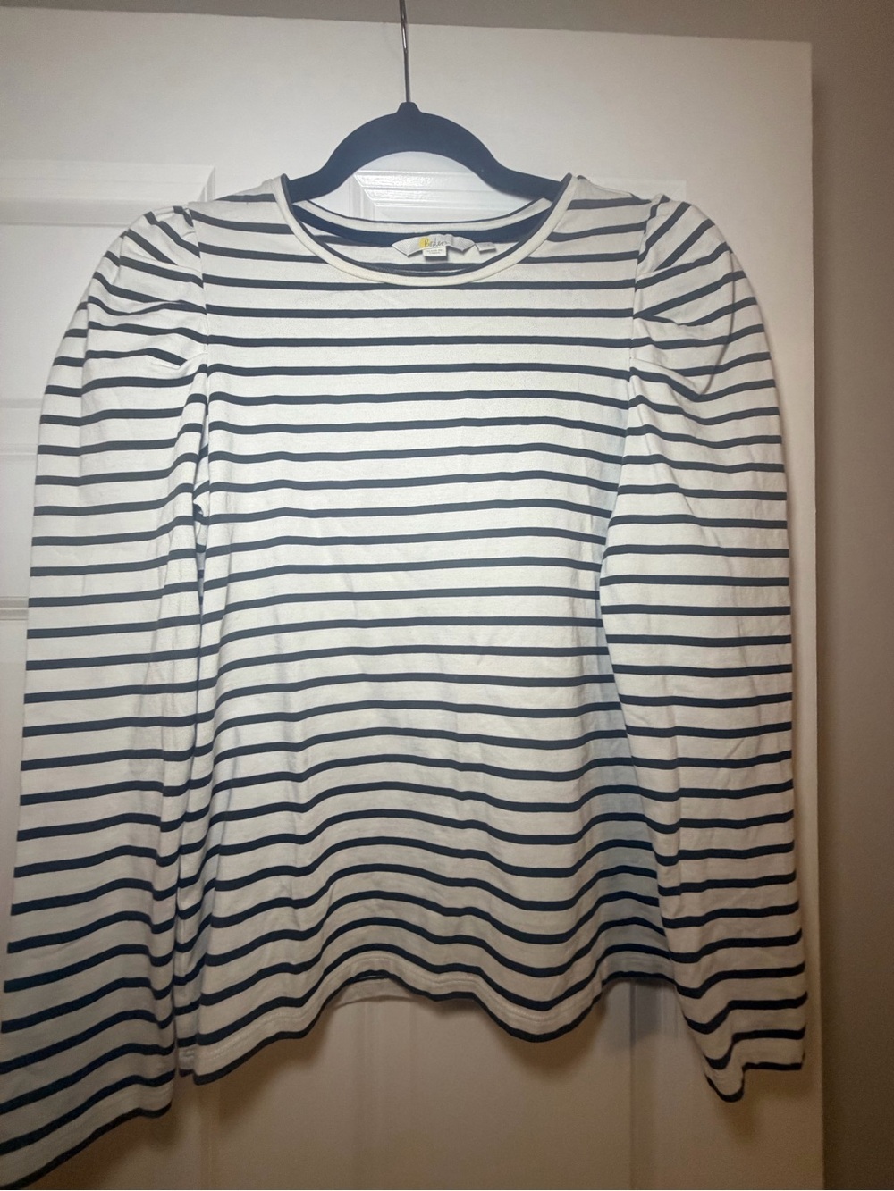 Boden White and Navy Striped Long-Sleeve Tee - Picture 1 of 2